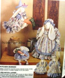 6834 KITCHEN BUNNY DOOR STOP, COVRS, BUNNY DOLL, CLOTHES PATTERN